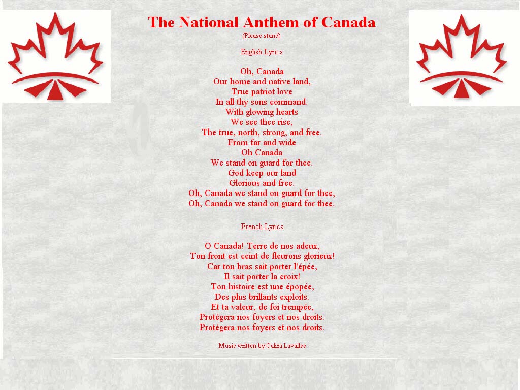 Read the Canadian National Anthem.