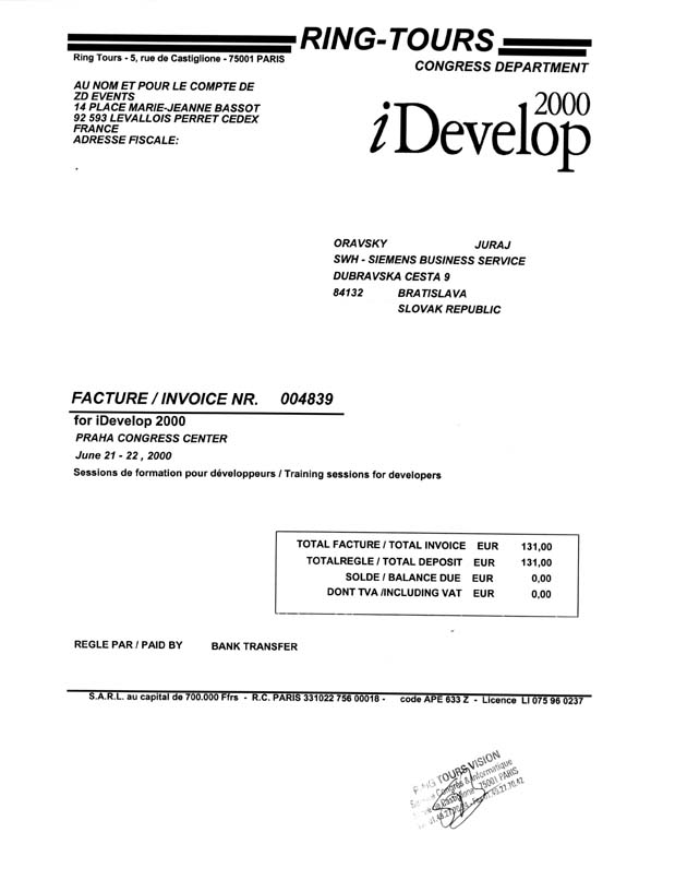 Oracle iDevelop 2000 Conference in Prague