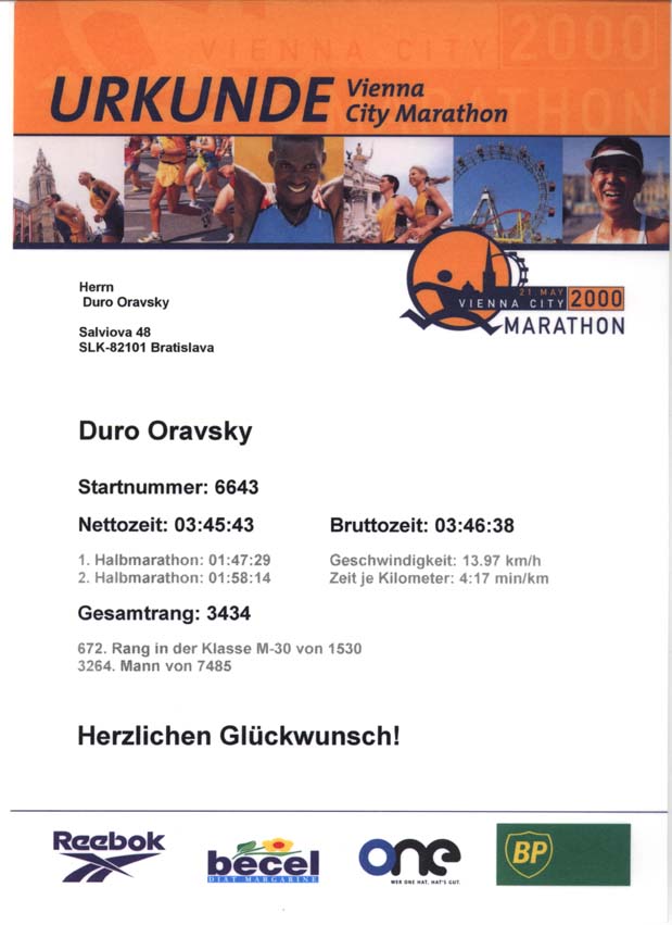 Vienna City Marathon 2000, Austria