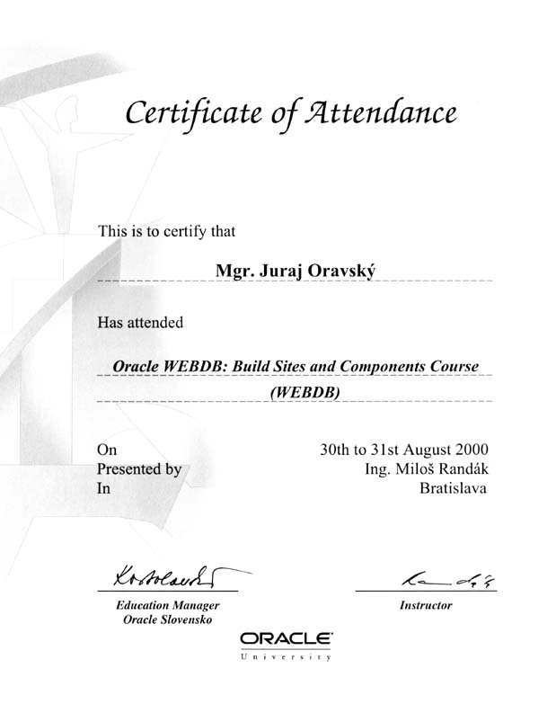 Web DB Attendance Certificate